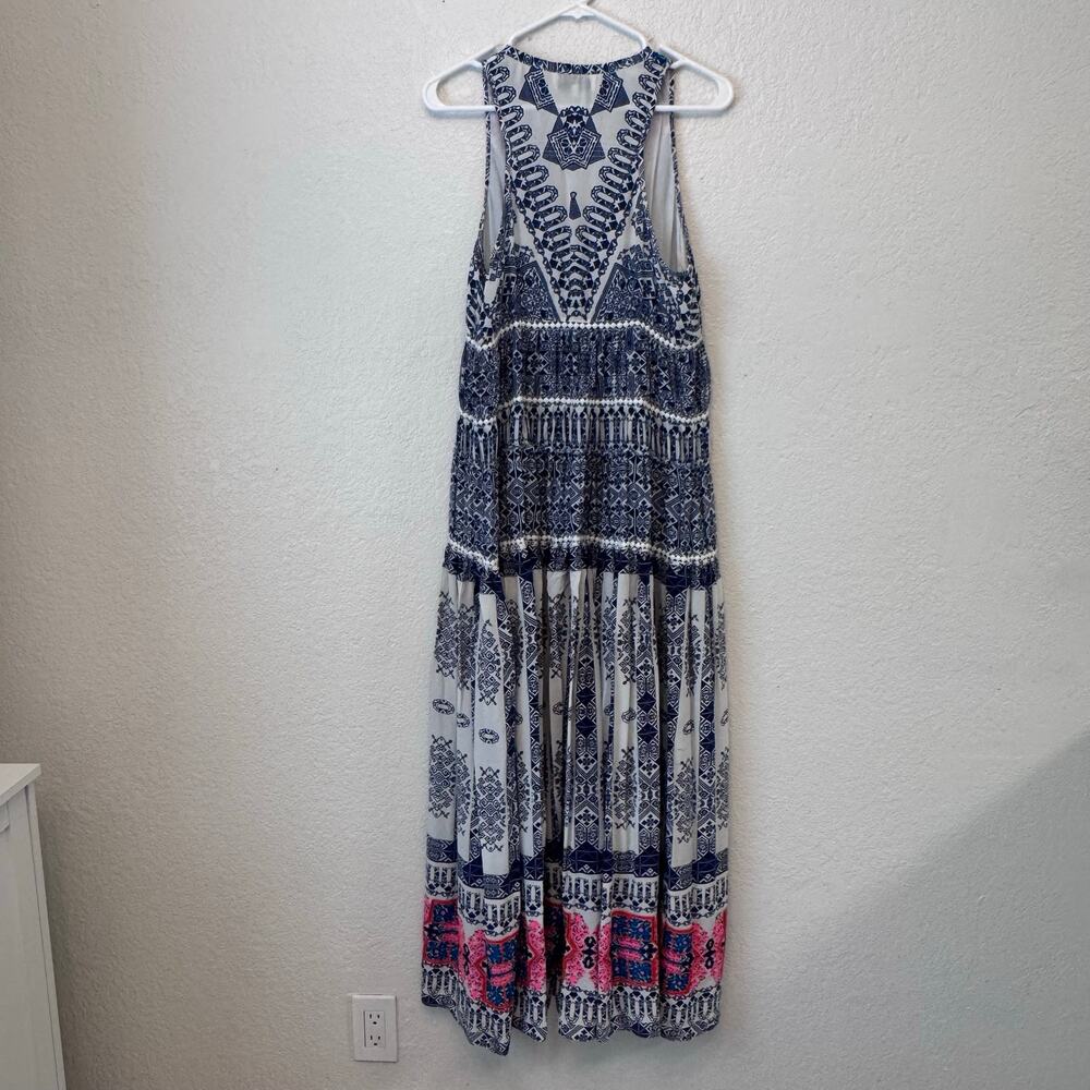 Rococo Sand Silk Ionic Printed Embroidered Maxi Dress Boho Resortwear Maximalist - Picture 7 of 9